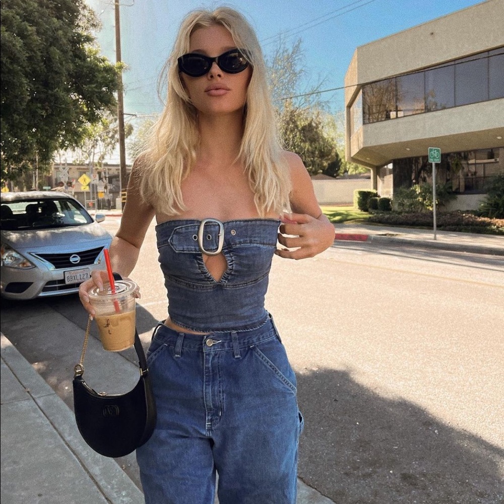 Y2K Denim bustier crop top